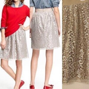J Crew Sparkler Skirt Tinsel Lace formal gold metallic champagne dress skirt 2